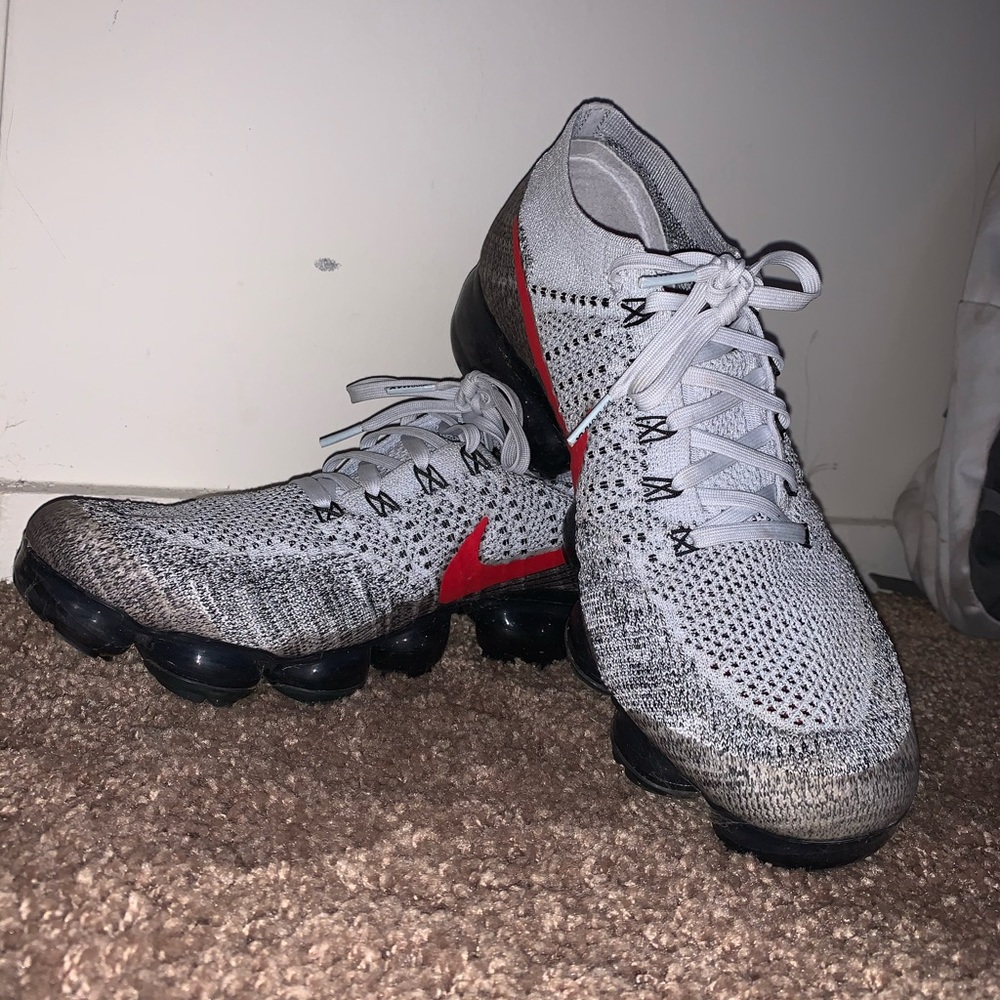 Nike VaporMax Silver/Black/Red Athletic Shoes
